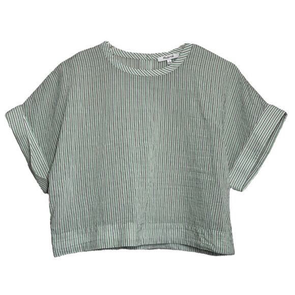 Madewell Dolman Crop Top in Stripe Short Sleeve Boxy Blouse Small - Picture 1 of 10